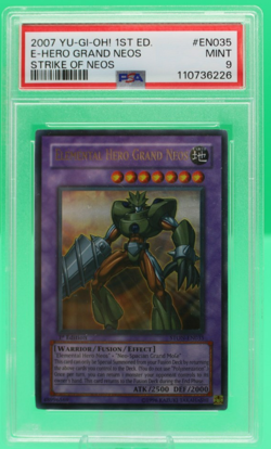 2007 YU-GI-OH! STON-STRIKE OF NEOS 1ST ED #EN035 ELEMENTAL HERO GRAND NEOS PSA 9 - Image 1