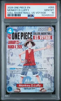 2026 ONE PIECE PROMOS ONE PIECE COLLEGE BK: US VOYAGE MONKEY D. LUFFY PSA 10 - Image 1