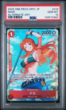 2022 ONE PIECE JAPANESE OP01-ROMANCE DAWN ALTERNATE ART #016 NAMI PSA 10 - Image 1
