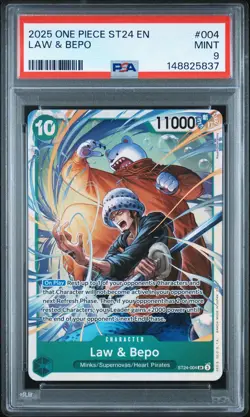 2025 ONE PIECE STARTER DECK ST24-GREEN JEWELRY BONNEY #004 LAW & BEPO PSA 9 - Image 1