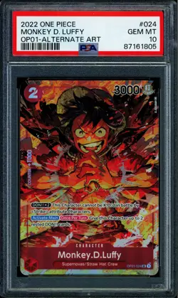 Monkey D Luffy - OP01-024 - PSA 10 - Alt Art - OP01 - One Piece - 61805 - Image 1