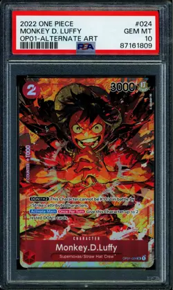Monkey D Luffy - OP01-024 - PSA 10 - Alt Art - OP01 - One Piece - 61809 - Image 1
