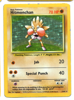 [Heavy Damage] Hitmonchan Holo Rare Base Set 7/102 Pokemon Card - WOTC 1999 - Image 1