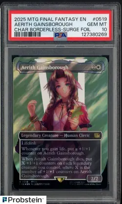 2025 MTG Final Fantasy EN Borderless Surge Foil #0519 Aerith Gainsborough PSA 10 - Image 1