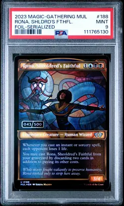 2023 MTG FOIL-SERIALIZED #188 RONA, SHEOLDRED'S FAITHFUL 43/500 PSA 9 - Image 1