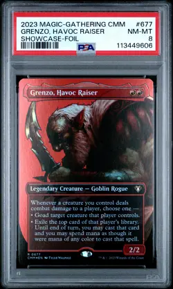 2023 MTG COMMANDER MASTERS SHOWCASE-FOIL #677 GRENZO, HAVOC RAISER PSA 8 - Image 1