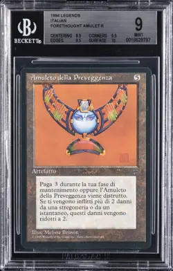 1994 MAGIC: THE GATHERING LEGENDS ITALIAN FORETHOUGHT AMULET R1 BGS 9 - Image 1