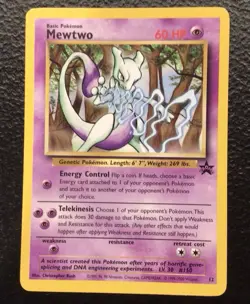 Pokemon Mewtwo Black Star Promo 12/53 WOTC Vintage 2000 - Image 1