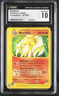 CGC 10 GEM MINT Ninetales 2002 Expedition 57/165 Pokemon Card - Image 1