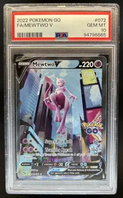 2022 Pokemon SWSH Pokemon GO Mewtwo V #072/078 PSA 10 GEM MINT - Image 1