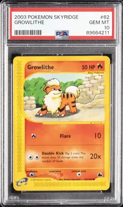 2003 POKEMON SKYRIDGE #62 GROWLITHE PSA 10 - Image 1
