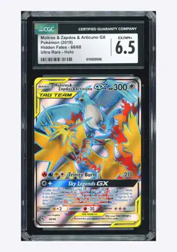 Pokemon CGC 6.5 Moltres & Zapdos & Articuno GX Ultra Rare 2019 66/68 HF English - Image 1