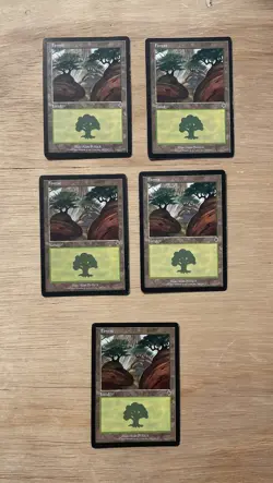 VINTAGE MTG Lot Of 5 Magic the Gathering Card Forest Land Invasion Allan Pollack - Image 1