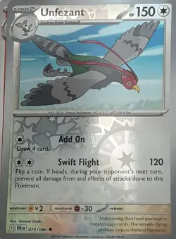 Unfezant 073/086 Uncommon Black Bolt Pokemon Reverse Holo Near Mint - Image 1