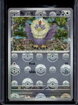 2025 Pokemon Black Bolt Rufflet Reverse Holo Poke Ball Common #077/086 - Image 1