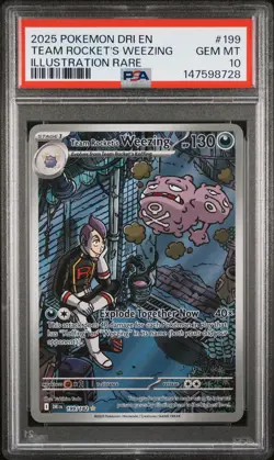 2025 POKEMON DRI EN-DESTINED RIVALS #199 TEAM ROCKET'S WEEZING PSA 10 - Image 1
