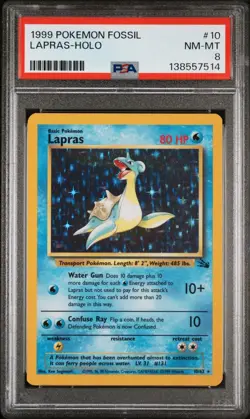 1999 Pokemon Fossil Lapras Holo #10 PSA 8 NM-MT - Image 1