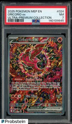 2025 Pokemon MEP EN BSP Ultra Premium Collection #024 Oricorio ex PSA 7 NM - Image 1