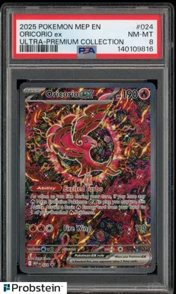 2025 Pokemon MEP EN BSP Ultra Premium Collection #024 Oricorio ex PSA 8 NM-MT - Image 1