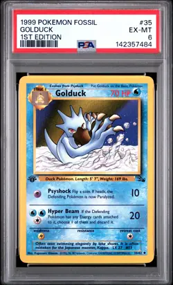 1999 POKEMON FOSSIL 1ST ED #35 GOLDUCK PSA 6 - Image 1