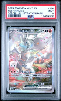 2025 POKEMON WHT EN-WHITE FLARE SPECIAL ILLUSTRATION RARE #166 RESHIRAM EX PSA 9 - Image 1
