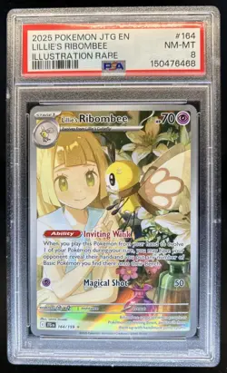 2025 Pokemon Journey Together Lillie's Ribombee Full Art #164/159 PSA 8 - Image 1