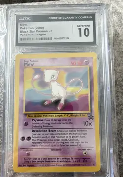 2000 Pokemon TCG Mew Black Star Promos - 8 Pokemon League CGC 10 GEM MINT - Image 1