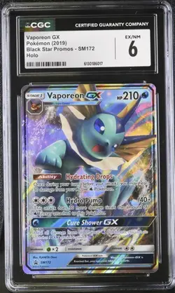 Pokemon English Vaporeon GX SM172 2019 Black Star Promos - Sun & Moon Promo Holo - Image 1
