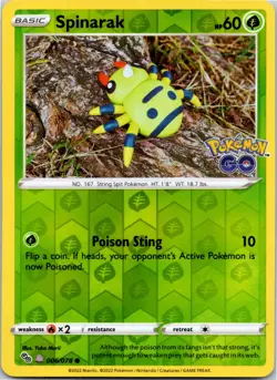Spinarak (Peelable Ditto) Common Pokemon GO 006/078 NM - Image 1