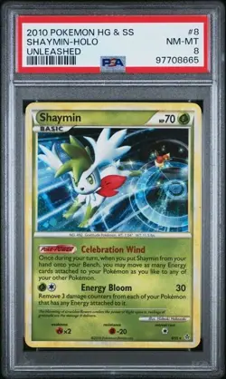 PSA 8 SHAYMIN HOLO w. EEVEE UNLEASHED HEART GOLD SOUL SILVER POKEMON 2010 - Image 1