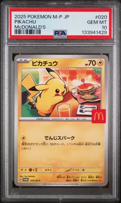 2025 POKEMON JAPANESE M-P PROMO MCDONALD'S #020 PIKACHU PSA 10 - Image 1