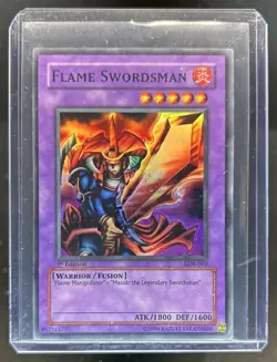 2002 Yu-Gi-Oh Legend of Blue Eyes White Dragon Flame Swordsman #LOB-003 Damaged - Image 1