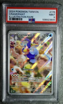 2024 POKEMON TWM EN-TWILIGHT MASQUERADE ILLUSTRATION RARE #176 CRAMORANT PSA 9 - Image 1