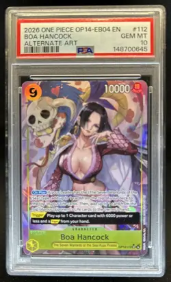 2026 One Piece Azure Sea's Seven Boa Hancock Super Rare Alt Art #OP14-112 PSA 10 - Image 1