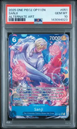 2025 ONE PIECE OP11-A FIST OF DIVINE SPEED ALTERNATE ART #051 SANJI PSA 10 - Image 1