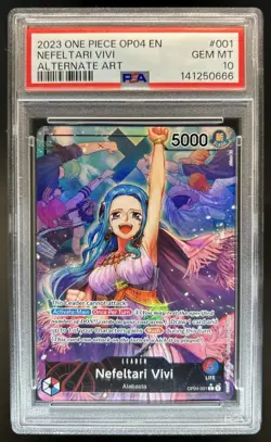 2023 One Piece Kingdoms Intrigue Nefeltari Vivi Leader Alt Art #OP04-001 PSA 10 - Image 1
