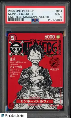 2025 ONE PIECE JPN PROMOS ONE PIECE MAGAZINE VOL.20 #014 MONKEY D. LUFFY PSA 9 - Image 1