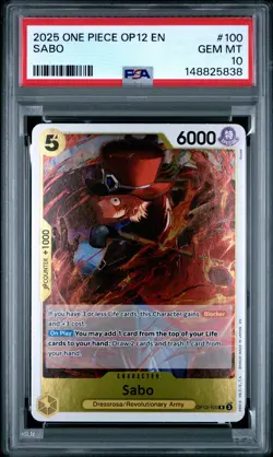 2025 ONE PIECE OP12-LEGACY OF THE MASTER #100 SABO PSA 10 - Image 1