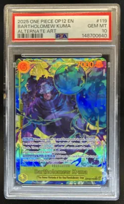 2025 One Piece Bartholomew Kuma Alternate Art #OP12-119 PSA 10 GEM MINT GEM MINT - Image 1