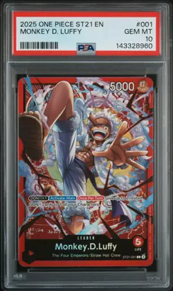 2025 ONE PIECE STARTER DECK ST21-EX GEAR 5 #001 MONKEY D. LUFFY PSA 10 - Image 1