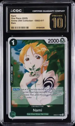 2025 ONE PIECE ANIME 25TH COLLECTION RARE #EB02-017 NAMI CGC 10 PRISTINE - Image 1