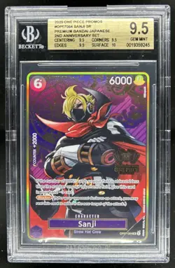2025 One Piece Promos Sanji SR JP 2nd Anniversary #OP07-064 BGS 9.5 - Image 1