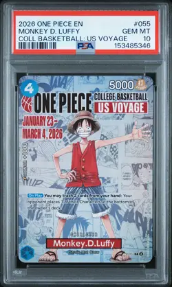 2026 ONE PIECE PROMOS ONE PIECE COLLEGE BK: US VOYAGE MONKEY D. LUFFY PSA 10 - Image 1