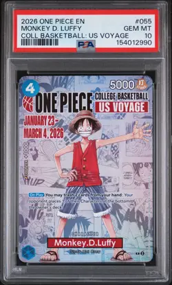 2026 ONE PIECE PROMOS ONE PIECE COLLEGE BK: US VOYAGE MONKEY D. LUFFY PSA 10 - Image 1