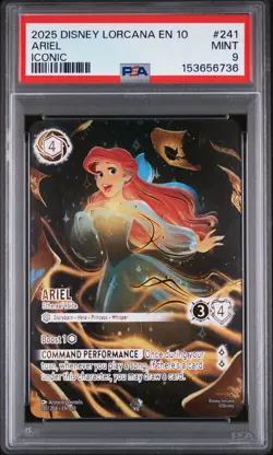 2025 DISNEY LORCANA EN 10-WHISPERS IN THE WELL ICONIC #241 ARIEL PSA 9 - Image 1
