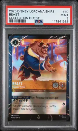 2025 DISNEY LORCANA EN P3-PROMO COLL QUEST #40 BEAST - GRACIOUS PRINCE PSA 9 - Image 1