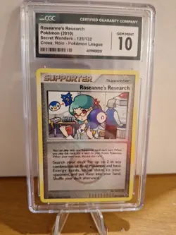 CGC 10 GEM MINT Roseanne's Research Crosshatch Holo 125/132 Pokemon League 2010 - Image 1