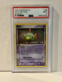 2005 POKEMON EX DEOXYS #66 NATU REVERSE FOIL HOLO PSA 9 MINT - Image 1