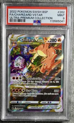 2022 POKEMON SWSH BLACK STAR PROMO #262 FULL ART/CHARIZARD VSTAR PSA 9 - Image 1