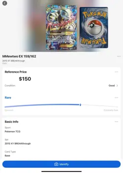 M Mewtwo EX 159/162 Ultra Rare Full Art Breakthrough Holo Pokemon Card - Image 3